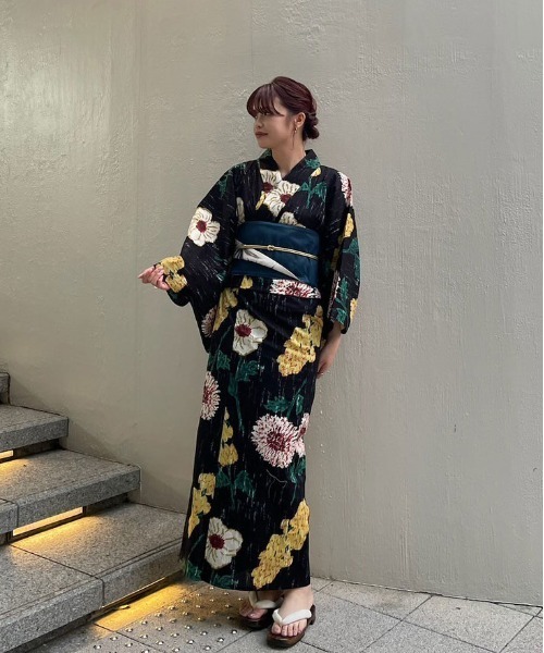 浴衣 KEITAMARUYAMA Ameri BLACK YUKATA Ameri（アメリ） 浴衣 KEITAMARUYAMA × Ameri BLACK FLOWER YUKATA