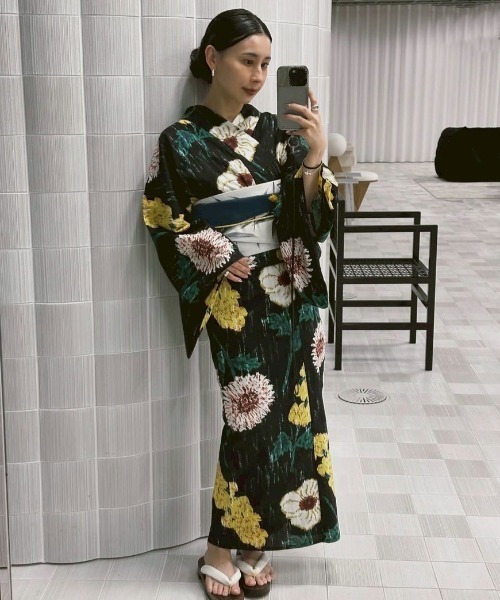 浴衣 KEITAMARUYAMA Ameri BLACK YUKATA Ameri（アメリ） 浴衣 KEITAMARUYAMA × Ameri BLACK FLOWER YUKATA
