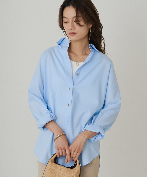 Loungedress - ライトサテンBIGシャツ ベージュ フリーサイズ Loungedress ブラウス シャツ ライトサテンBIGシャツ レディース