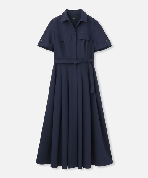 allureville◆長袖シャツワンピース/2/ポリエステル/CRM/無地 allureville シャツワンピース 綿ナイロンタンブラーワンピース