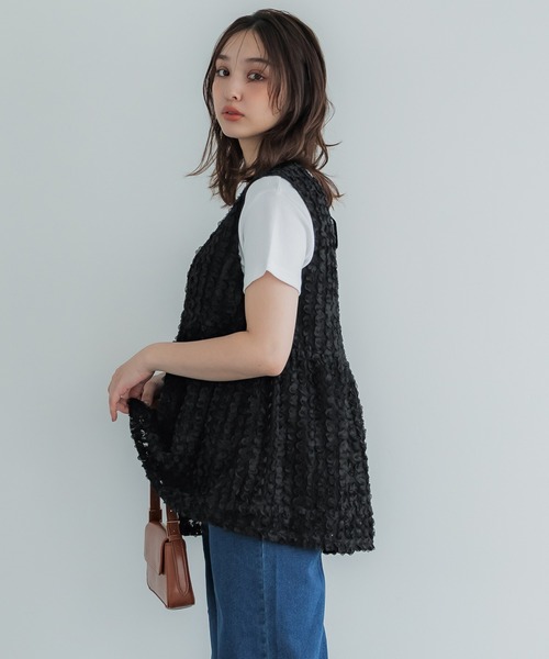 ベスト ジレ フラワー チュール ニットベスト レディース UNITED ARROWS ベスト ジレ フラワー チュール ニットベスト