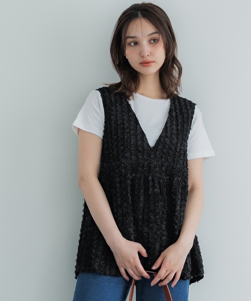 coca ベスト ジレ フラワーチュールベスト レディース