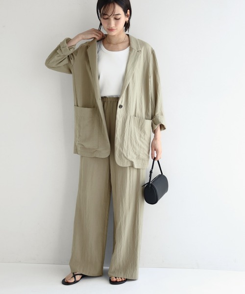 超美品LARDINI テーラードジャケットリネン カーキー最終価格7/25日まで evernavy ジャケット テーラードジャケット リネンブレンドテーラード