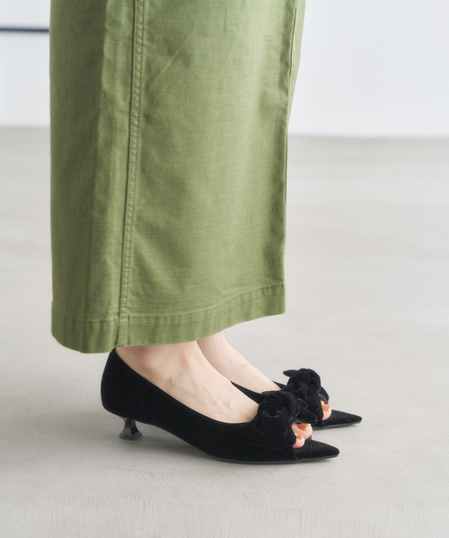 LE TALON パンプス 3.5cmポインテッドリボンオープントゥ