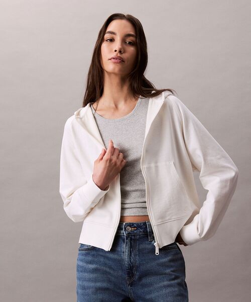 カルバンクライン ロゴテープテリー ジップアップフーディー Calvin Klein｜(W)【公式ショップ】 カルバンクライン ロゴテープ
