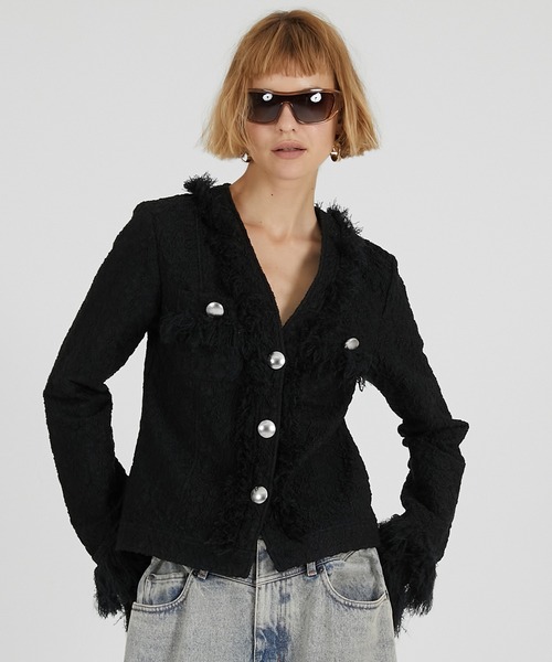カーディガン 「2025Autumn Pre-Order」フリンジジャガードカーディガン / Fringe Jacquard Cardigan レディ