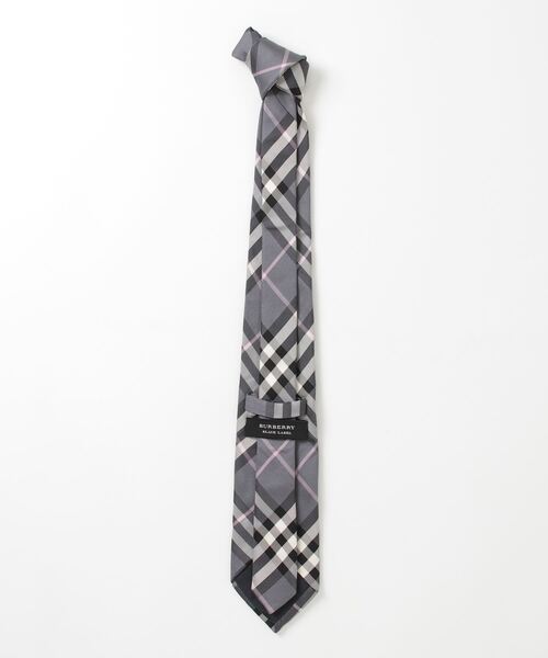 バーバリー ネクタイ チェック グレー 現行 BURBERRY BLACK LABEL 「BURBERRY LABEL」 チェック柄ネクタイ