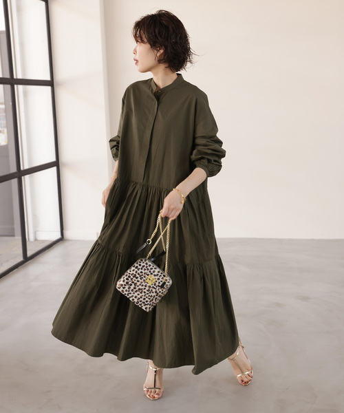 IENA（イエナ） 「LUANA」長袖ワンピース FREE カーキ レディース
