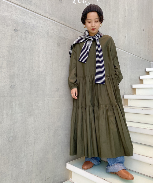 新品　IENA ワンピース IENA（イエナ） 「LUANA」長袖ワンピース FREE カーキ レディース