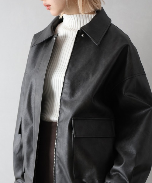 SpRay（スプレイ） ブルゾン アウター ヴィンテージレザーZIPブルゾン