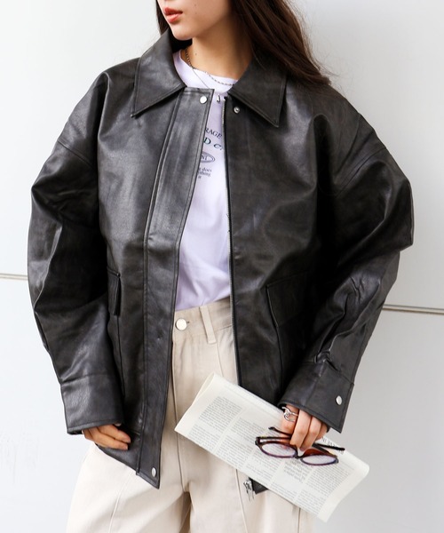 SpRay（スプレイ） ブルゾン アウター ヴィンテージレザーZIPブルゾン