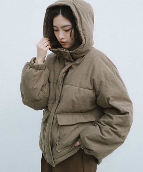 andme（アンドミー） ダウンコート ダウンジャケット 細コーデュロイ