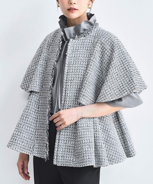 ルイルエブティック（RUIRUE BOUTIQUE）/【選べるデザイン】ツイードケープジャケット＆選べるパンツ セットアップスーツ RUIRUE BOUTIQUE（ルイルエブティック） セットアップ ツイード ケープ