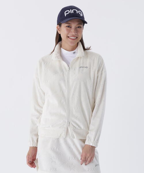 PING APPAREL」全方向ストレッチ ベロアジャカードブルゾン 「LADIES