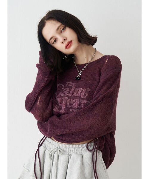 ジャス♡激レア♪ダメ恋ニット アシンメトリーサテンデザインニットトップス [C7181] - レディース
