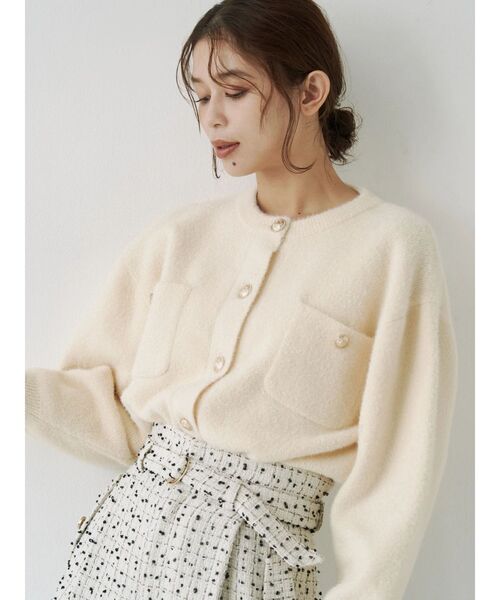 TONAL（トーナル） カーディガン ラメニット金釦カーデ レディース