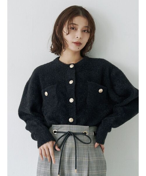 TONAL（トーナル） カーディガン ラメニット金釦カーデ レディース