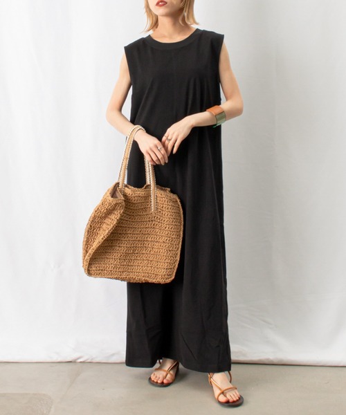 「LUCA/LADY LUCK LUCA」 ノースリーブワンピース FREE チャコールグレー レディース_画像3