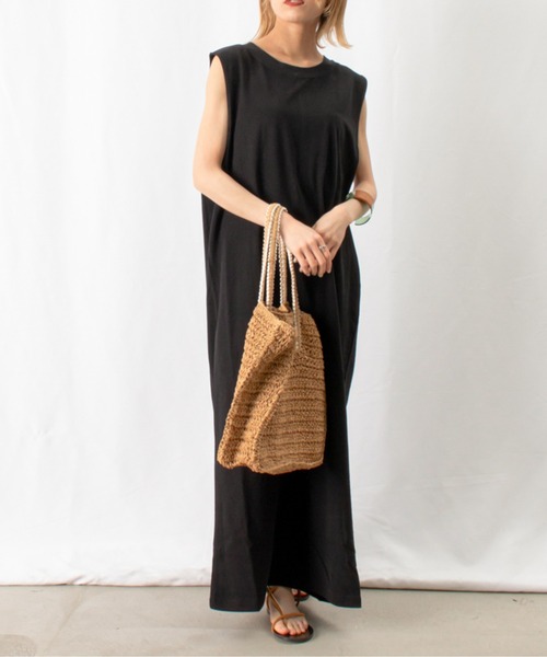 「LUCA/LADY LUCK LUCA」 ノースリーブワンピース FREE チャコールグレー レディース_画像4