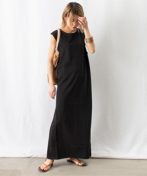 「LUCA/LADY LUCK LUCA」 ノースリーブワンピース FREE チャコールグレー レディース_画像7