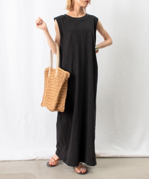 「LUCA/LADY LUCK LUCA」 ノースリーブワンピース FREE チャコールグレー レディース_画像9