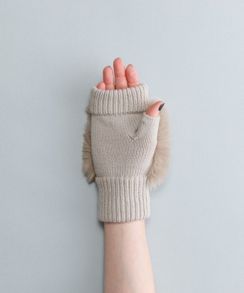 KURODA（クロダ） 手袋 「 」 フェイクファー付きフィンガーレスニット