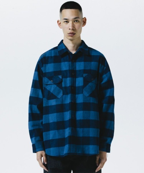 STYLISE シャツ 「ROTTWEILER」R9 BUFFALO CHECK SHIRT / ブルー