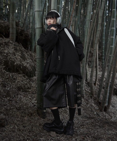 狐独 パーカー 彼岸花刺繍ビックフーディ メンズ レディース