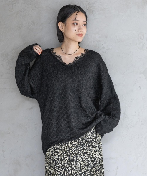 アパルトモンMOHAIR Vネックニット モヘアミックス オーバーサイズ Vネックニット（ニット/セーター