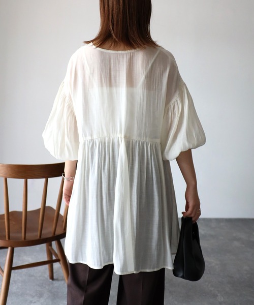 「Riberry」 半袖ブラウス MEDIUM ブラック レディース_画像3