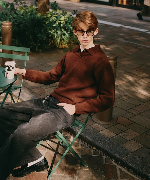 Regen Glanz セーター ニット sweat like simple polo knit