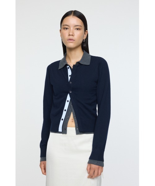 【新品未使用タグ付き】DOUBLE LAYERED ニットシャツ　グレー MOUSSY（マウジー） ニット セーター DOUBLE LAYERED ニットシャツ