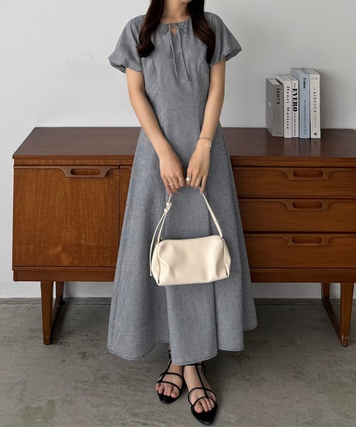 callautia（カラウティア） ワンピース 半袖 キーネックバルーン