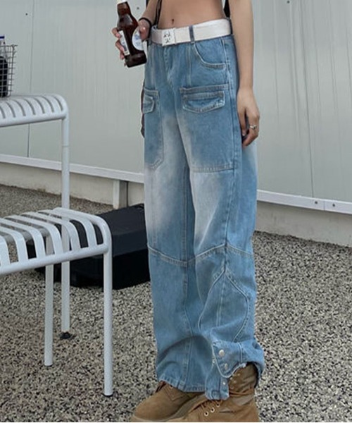 「meJane」 デニムパンツ L ブルー レディース_画像4