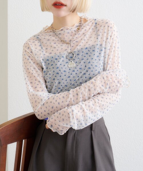 w closet（ダブルクローゼット） tシャツ シアーハイネックプル
