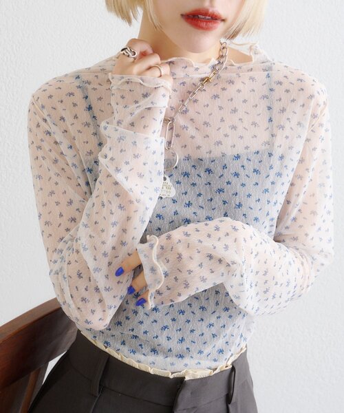 w closet（ダブルクローゼット） tシャツ シアーハイネックプル