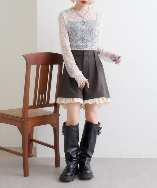 w closet（ダブルクローゼット） tシャツ シアーハイネックプル