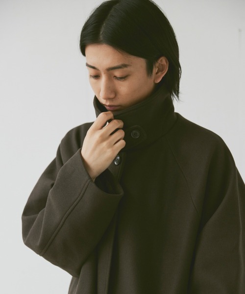 flaner ステンカラーコート MEDIUM ダークブラウン レディース