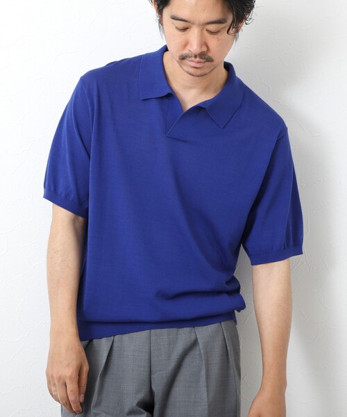 「NOLLEY'S」 半袖ニット L オリーブ メンズ_画像3