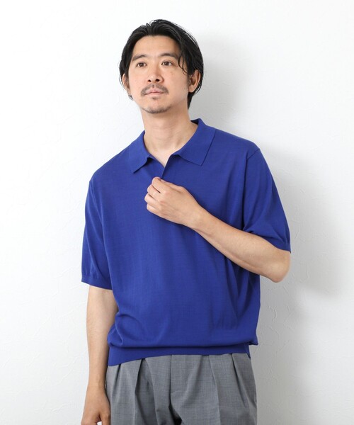 「NOLLEY'S」 半袖ニット L オリーブ メンズ_画像5
