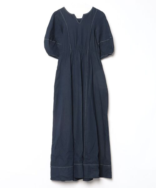 「natural couture」 半袖ワンピース LARGE インディゴブルー レディース_画像2