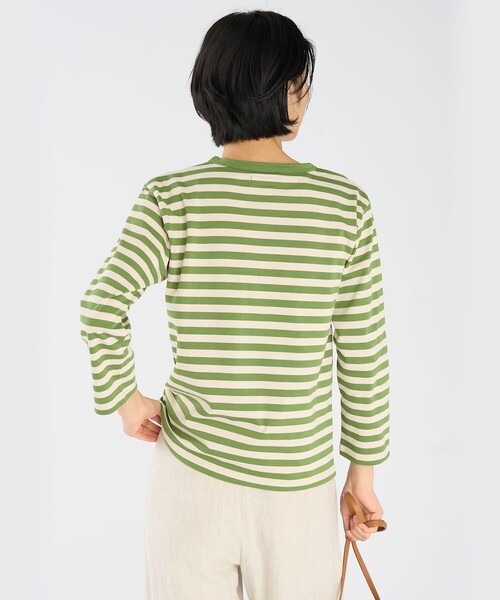 agnes b.（アニエスベー） tシャツ 細ボーダー コットン 七分袖 T
