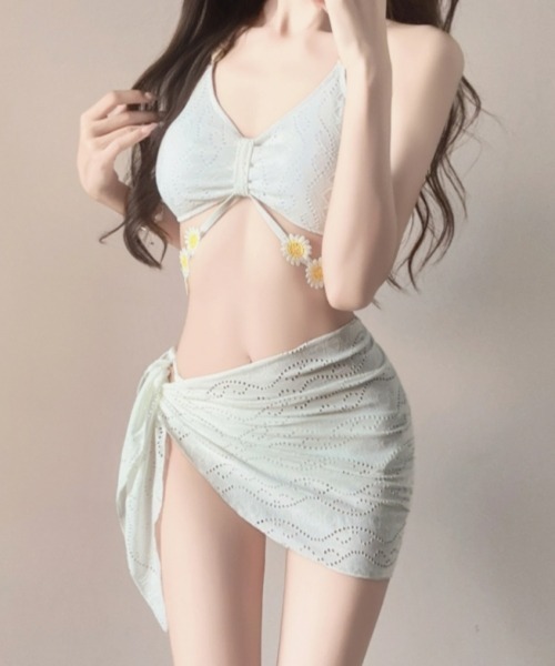 gossip!ロサンゼルス 水着 「Y2Kガーリー」レトロ フラワー 3点セット