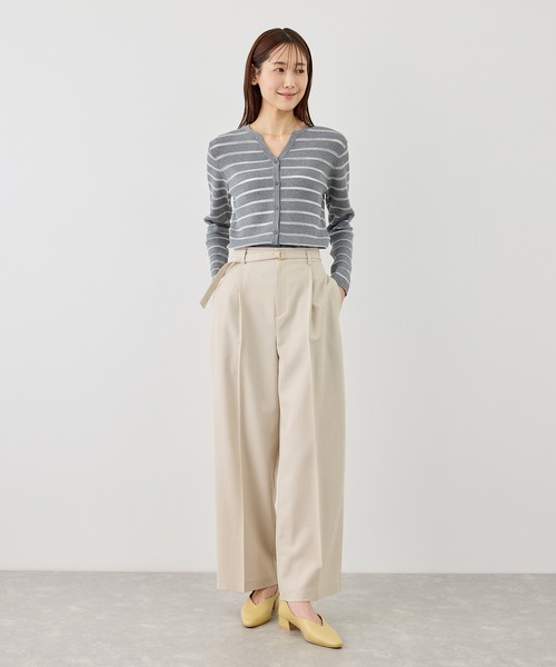 パンツ カナパ ベルト付きワイドパンツ/セットアップ対応・UV・抗菌防臭・接触冷感 レディースの画像