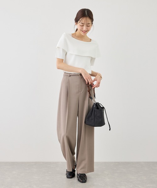 パンツ カナパ ベルト付きワイドパンツ/セットアップ対応・UV・抗菌防臭・接触冷感 レディースの画像