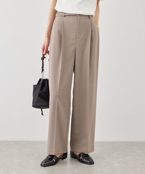 パンツ カナパ ベルト付きワイドパンツ/セットアップ対応・UV・抗菌防臭・接触冷感 レディースの画像