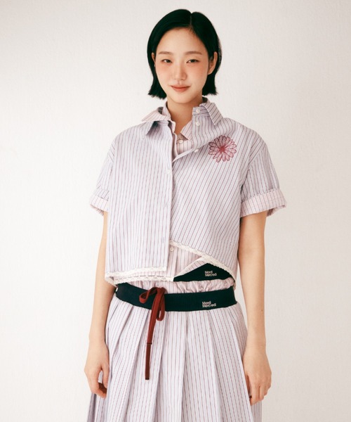Mardi Mercredi（マルディメクルディ） ブラウス シャツ 半袖 COTTON