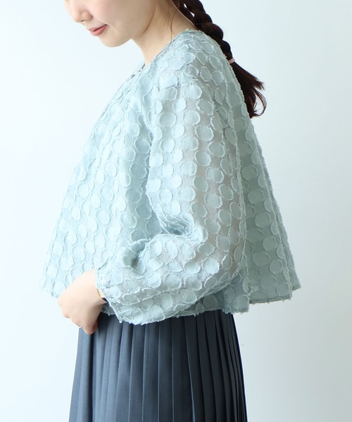 ブラウス シャツ ドロップジャカード ブラウス レディースの画像