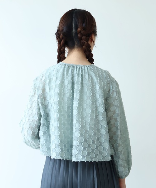 ブラウス シャツ ドロップジャカード ブラウス レディースの画像