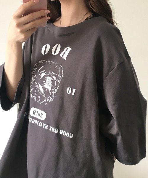 Arinomama（アリノママ） tシャツ 半袖 ペキニーズプリント 裾ドロスト